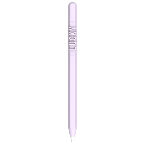 LOVE MEI For Apple Pencil 2 Number Letter Design Stylus Pen Silicone Protective Case Cover (Purple)