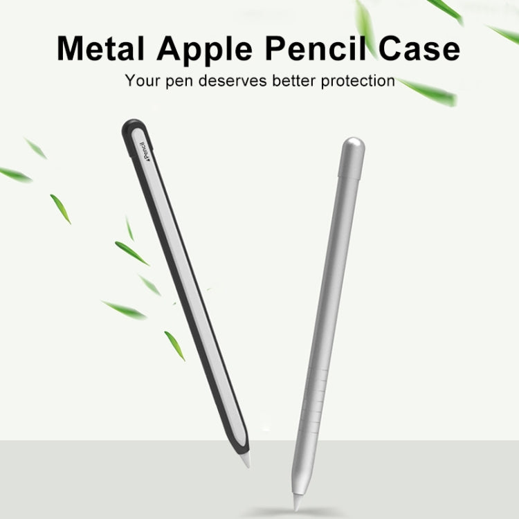 Metal Matte Non-slip Stylus Pen Protective Case for Apple Pencil 2 (Black)