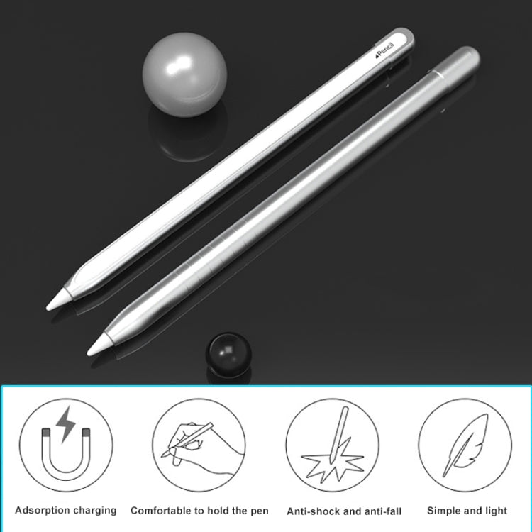 Metal Matte Non-slip Stylus Pen Protective Case for Apple Pencil 2 (Black)