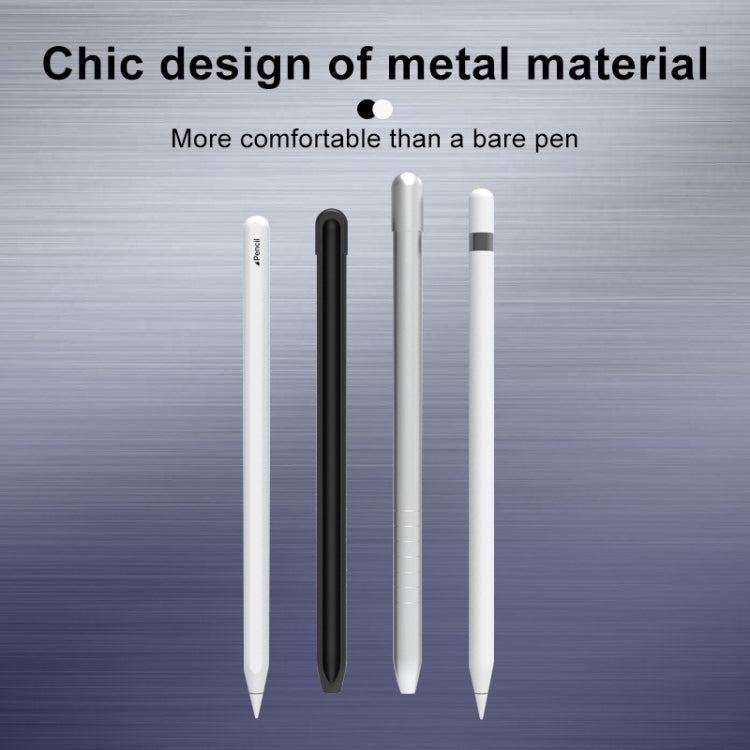 Metal Matte Non-slip Stylus Pen Protective Case for Apple Pencil 2 (Black)