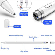 Pencil Universal Rechargeable Active Capacitive Stylus Pen with Magnetic Cap(Black)