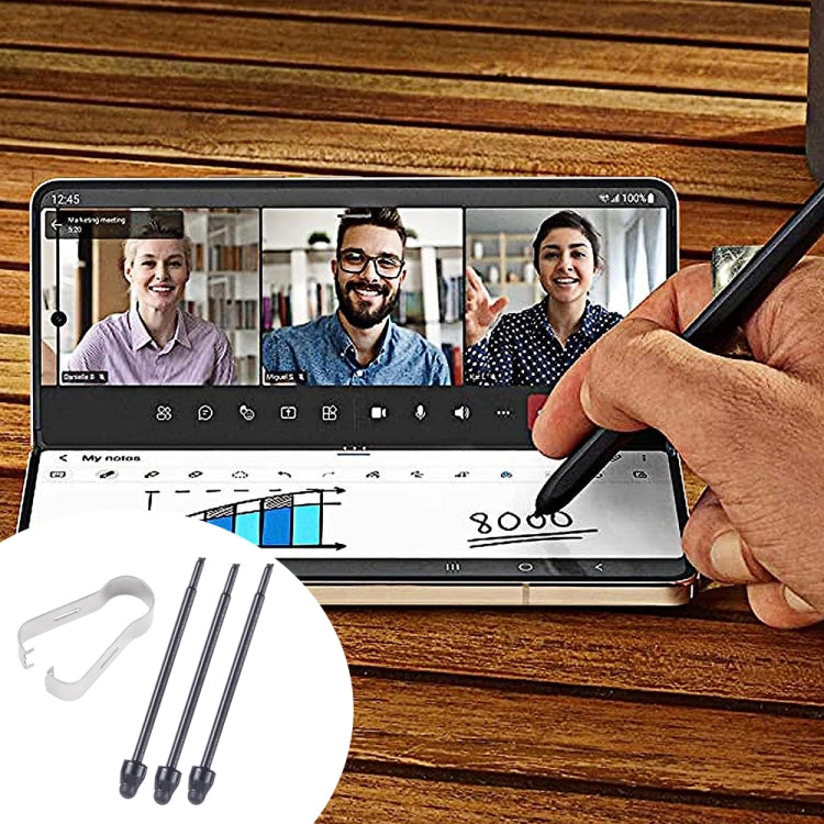 For Samsung Galaxy Z Fold5 / Fold4 / Fold3 4 in 1 Stylus Pen Replacement Pencil Tips (Black)