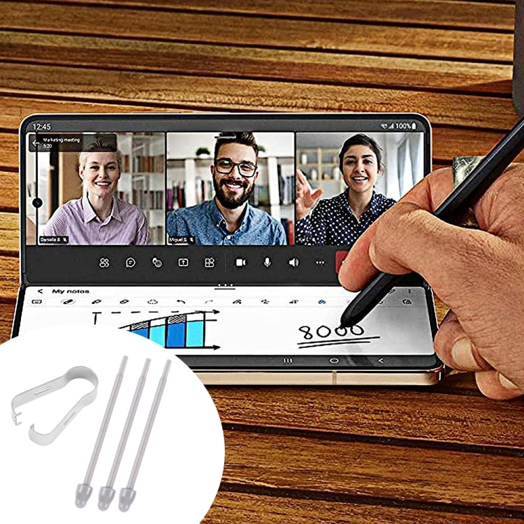 For Samsung Galaxy Z Fold5 / Fold4 / Fold3 4 in 1 Stylus Pen Replacement Pencil Tips (Grey)