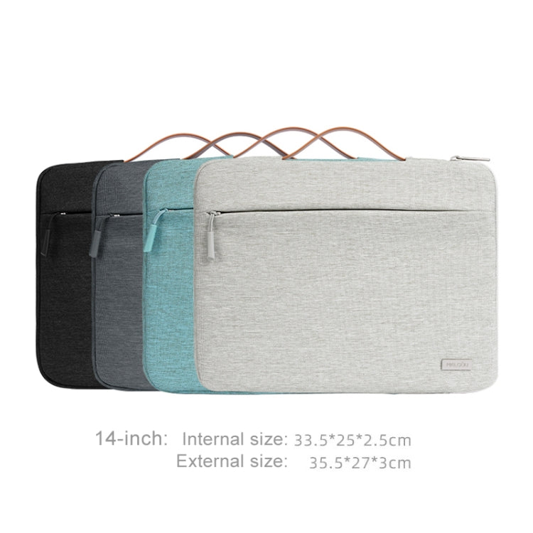 For 14 inch Laptop Zipper Water-resistant  Handheld Sleeve Bag (Black)