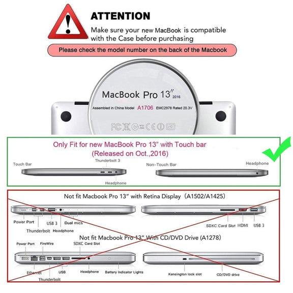ENKAY Hat-Prince 2 in 1 Frosted Hard Shell Plastic Protective Case + US Version Ultra-thin TPU Keyboard Protector Cover for 2016 New MacBook Pro 13.3 inch with Touchbar (A1706)(Black)