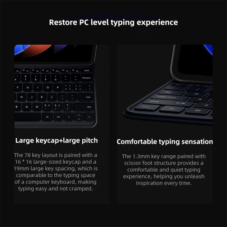 Original For Xiaomi Pad 6S Pro Keyboard Protective Leather Case (Black)
