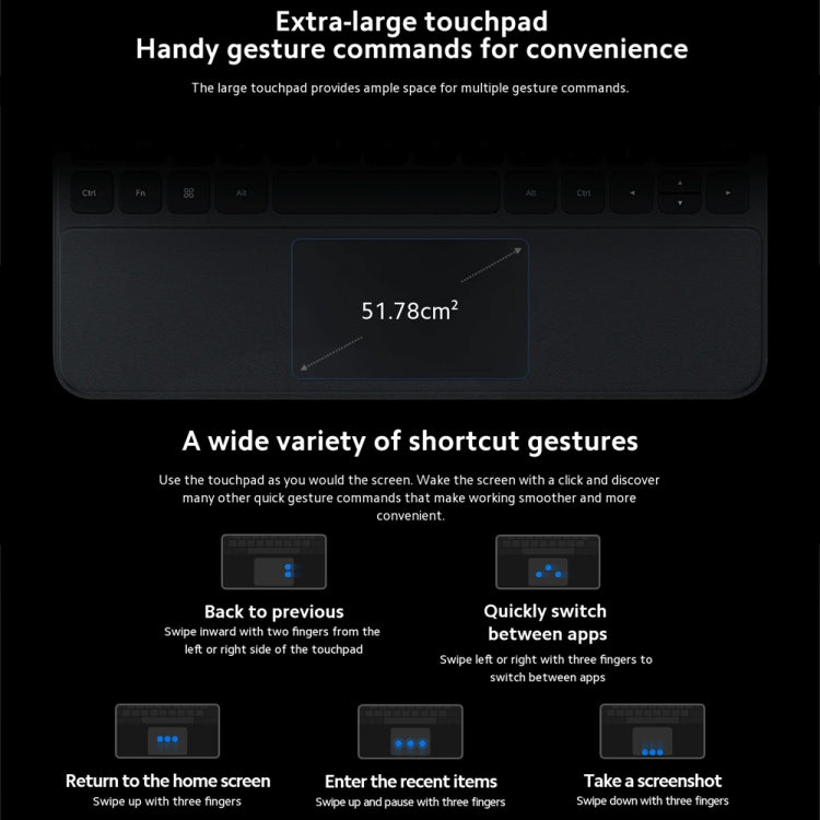 Original For Xiaomi Pad 6S Pro Intelligent Touch Pad Keyboard (Black)