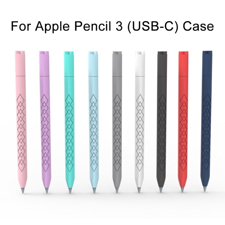 For Apple Pencil (USB-C) Diamond Pattern Silicone Stylus Pen Protective Case (Light Purple)