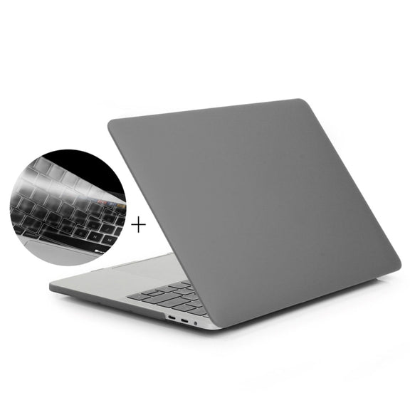 ENKAY Hat-Prince 2 in 1 Frosted Hard Shell Plastic Protective Case + Europe Version Ultra-thin TPU Keyboard Protector Cover for 2016 MacBook Pro 15.4 Inch with Touch Bar (A1707) (Grey)