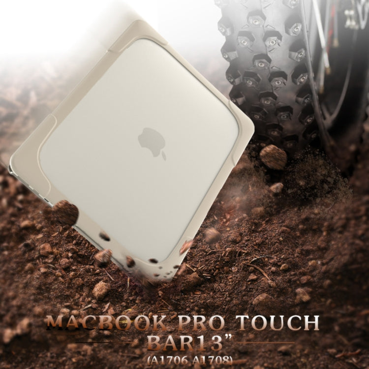 For Macbook Pro 13.3 inch (A1708) & with Touchbar (A1706) Laptop TPU + PC Folding Shockproof Protective Case with Holder(Khaki)