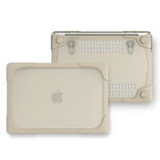 For Macbook Pro 13.3 inch (A1708) & with Touchbar (A1706) Laptop TPU + PC Folding Shockproof Protective Case with Holder(Khaki)