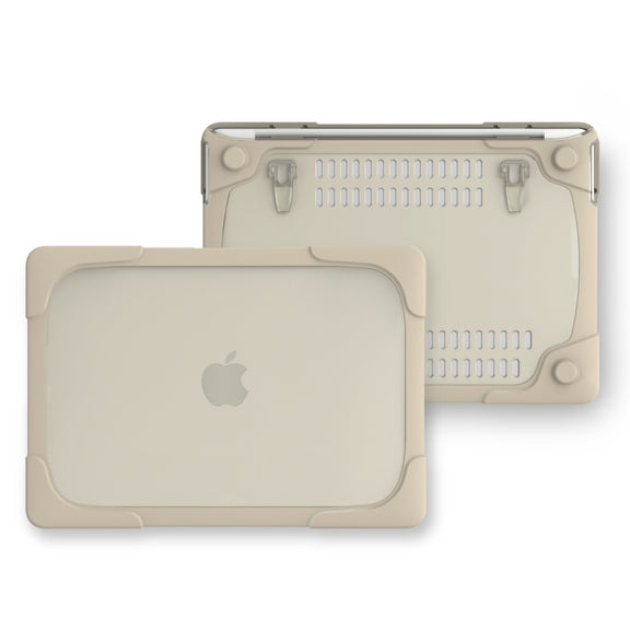 For Macbook Pro 13.3 inch (A1708) & with Touchbar (A1706) Laptop TPU + PC Folding Shockproof Protective Case with Holder(Khaki)