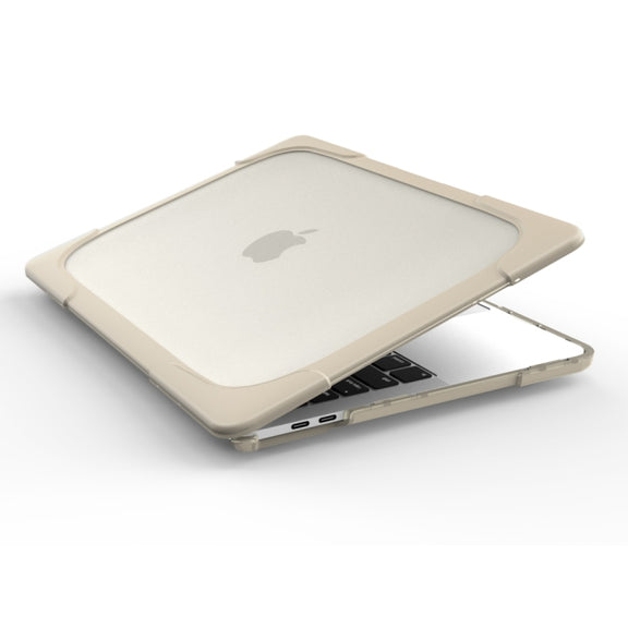 For Macbook Pro 13.3 inch (A1708) & with Touchbar (A1706) Laptop TPU + PC Folding Shockproof Protective Case with Holder(Khaki)