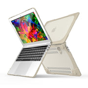 For Macbook Pro 13.3 inch (A1708) & with Touchbar (A1706) Laptop TPU + PC Folding Shockproof Protective Case with Holder(Khaki)