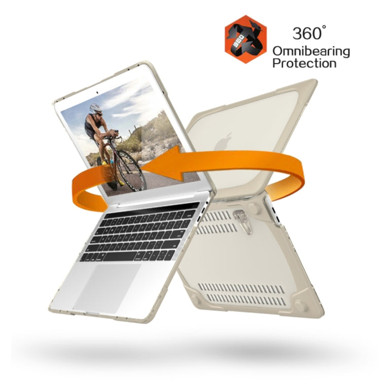 For Macbook Pro 13.3 inch (A1708) & with Touchbar (A1706) Laptop TPU + PC Folding Shockproof Protective Case with Holder(Khaki)