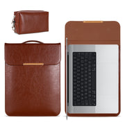 13.3 inch Laptop 2 in 1 PU Leather Sleeve Liner Bag with Mouse Storage Bag(Coffee)