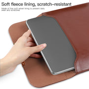13.3 inch Laptop 2 in 1 PU Leather Sleeve Liner Bag with Mouse Storage Bag(Coffee)