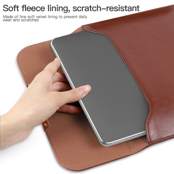 13.3 inch Laptop 2 in 1 PU Leather Sleeve Liner Bag with Mouse Storage Bag(Coffee)