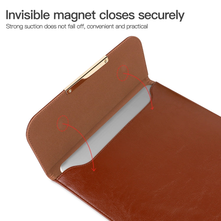 13.3 inch Laptop 2 in 1 PU Leather Sleeve Liner Bag with Mouse Storage Bag(Coffee)