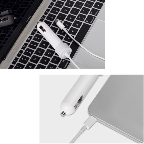 36W 5V 9V 12V 15V 3A DC USB-C / Type-C Car Adapter with 1 USB Port for Apple Macbook A1534, Length: 2m(White)