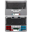 For Macbook Pro 13 inch 2021 A2338 C-side Cover + UK Edition Key Board (Grey) - Bottom Cover by PMC TechLife | Online Shopping South Africa | PMC TechLife