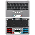 For Macbook Pro 13 inch 2021 A2338 C-side Cover + US Edition Key Board (Grey) - Bottom Cover by PMC TechLife | Online Shopping South Africa | PMC TechLife