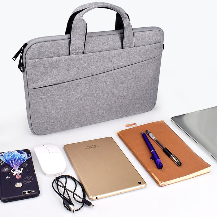 ST03S 13.3 inch Double Side Pockets Wearable Oxford Cloth Soft Handle Portable Laptop Tablet Bag(Grey)