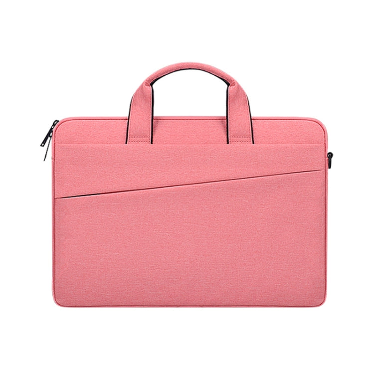 ST03S 14.1 inch Double Side Pockets Wearable Oxford Cloth Soft Handle Portable Laptop Tablet Bag(Pink)