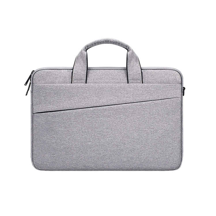ST03S 14.1 inch Double Side Pockets Wearable Oxford Cloth Soft Handle Portable Laptop Tablet Bag(Grey)
