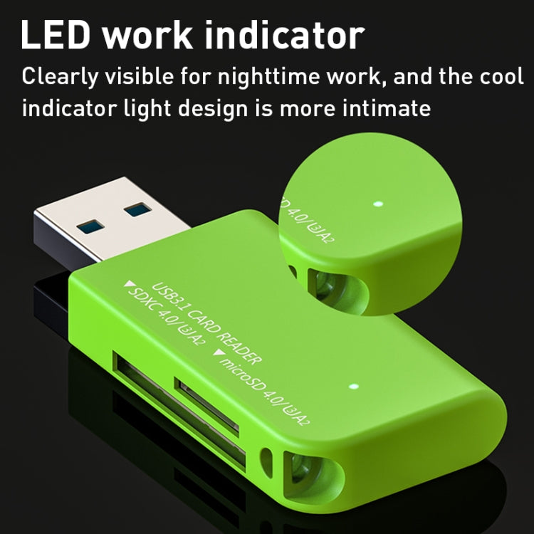 V30 / V60 / V90 USB3.1 Multifunction Card Reader Support SD / TF Card (Green)