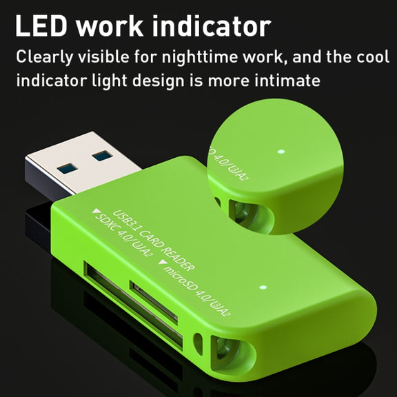 V30 / V60 / V90 USB3.1 Multifunction Card Reader Support SD / TF Card (Green)