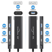 Blueendless 4 In 1 Multi-function Type-C / USB-C to HDMI + PD + Dual USB 3.0 HUB Expansion Dock