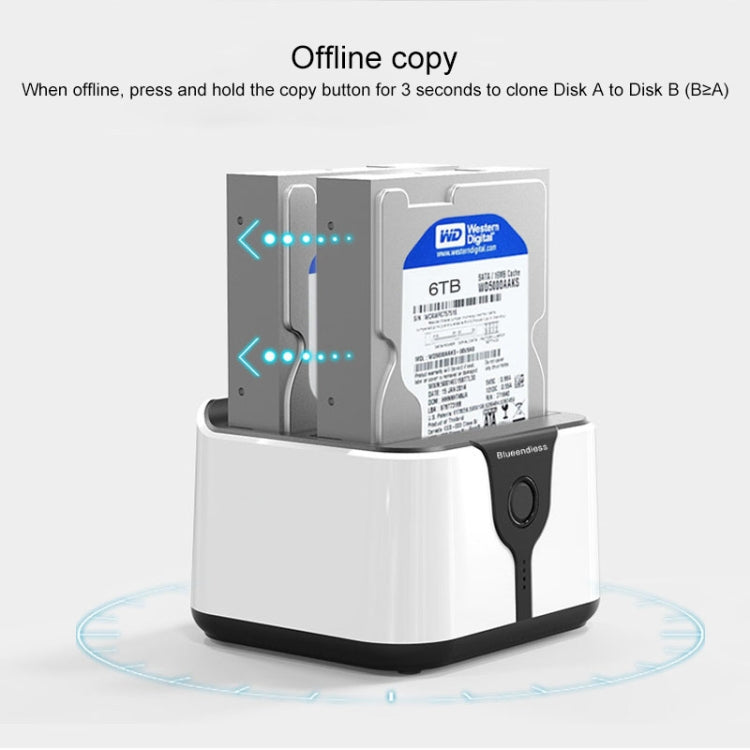 Blueendless 2.5 / 3.5 inch SATA USB 3.0 2 Bay Hard Drive Dock (US Plug)