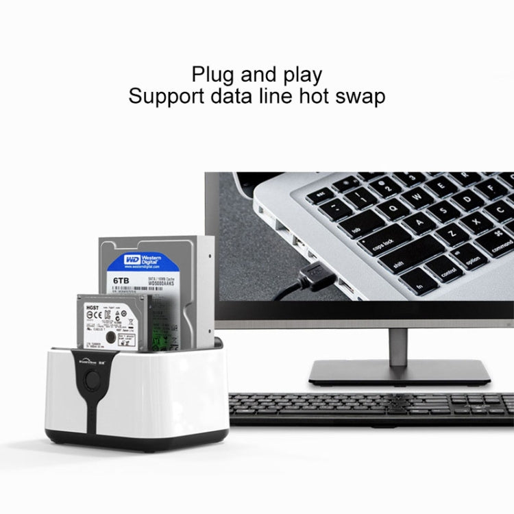 Blueendless 2.5 / 3.5 inch SATA USB 3.0 2 Bay Hard Drive Dock (US Plug)