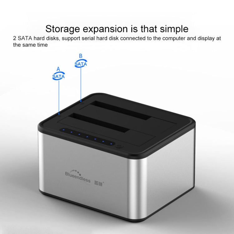 Blueendless 2.5 / 3.5 inch SATA USB 3.0 2 Bay Offline Copy Hard Drive Dock (EU Plug)