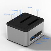 Blueendless 2.5 / 3.5 inch SATA USB 3.0 2 Bay Offline Copy Hard Drive Dock (EU Plug)