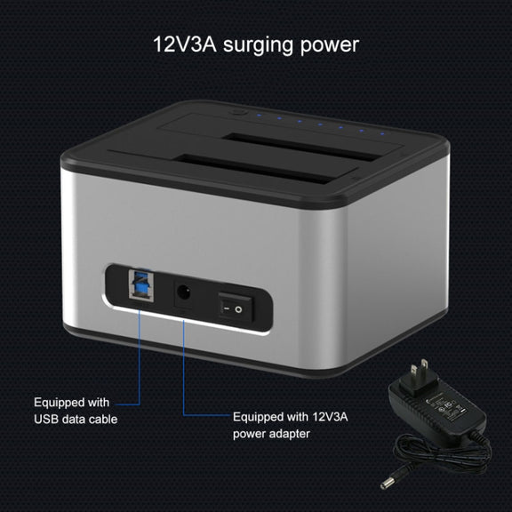 Blueendless 2.5 / 3.5 inch SATA USB 3.0 2 Bay Offline Copy Hard Drive Dock (EU Plug)