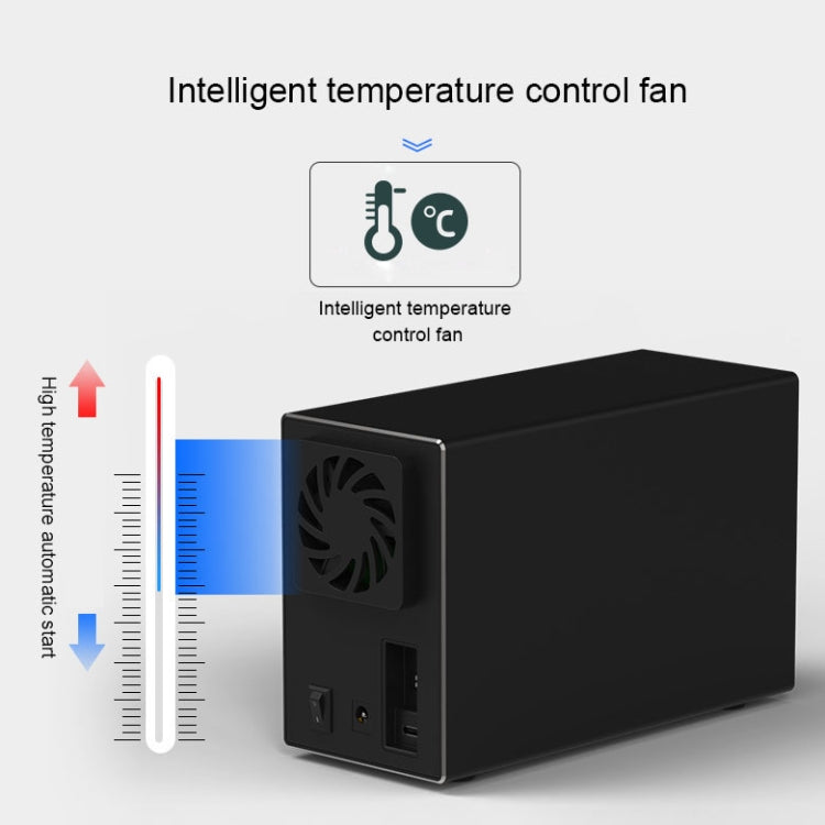Blueendless USB-B Interface 3.5 inch 2 Bay RAID Combination Array HDD External Enclosure (US Plug)