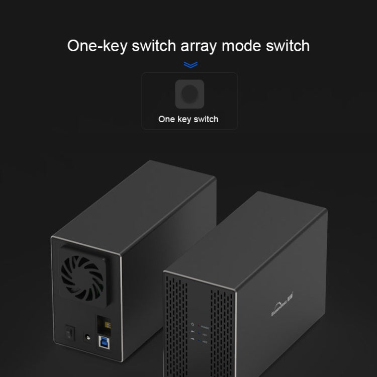Blueendless USB-B Interface 3.5 inch 2 Bay RAID Combination Array HDD External Enclosure (US Plug)