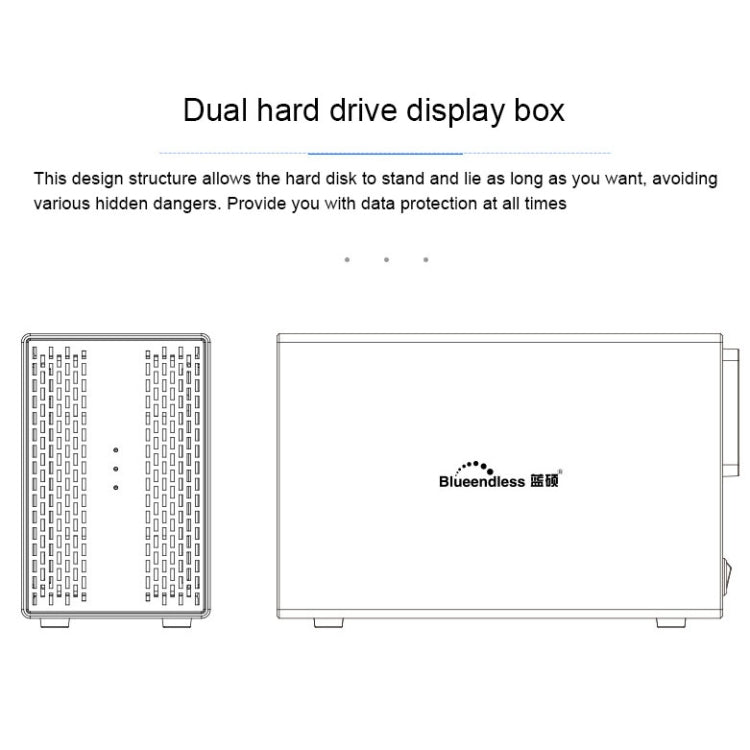 Blueendless Type-C / USB-C Interface 3.5 inch 2 Bay RAID Combination Array HDD External Enclosure (EU Plug)