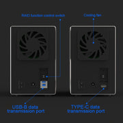 Blueendless Type-C / USB-C Interface 3.5 inch 2 Bay RAID Combination Array HDD External Enclosure (UK Plug)