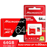 MICRODATA 64GB High Speed U3 Red and Black TF(Micro SD) Memory Card