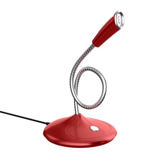 BK Desktop Gooseneck Adjustable USB Wired Audio Microphone, Built-in Sound Card, Compatible with PC / Mac for Live Broadcast, Show, KTV, etc.(Red)