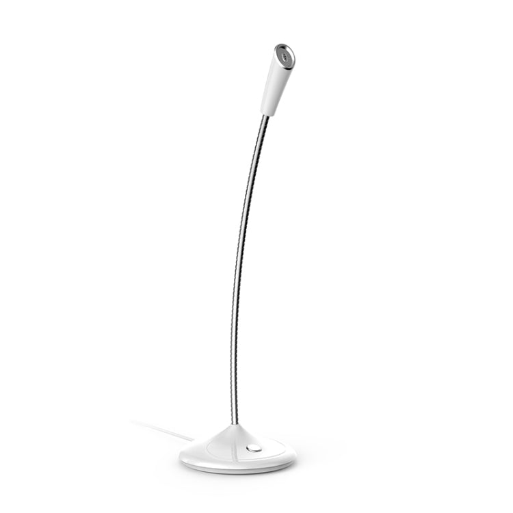 BK Desktop Gooseneck Adjustable USB Wired Audio Microphone, Built-in Sound Card, Compatible with PC / Mac for Live Broadcast, Show, KTV, etc.(White)