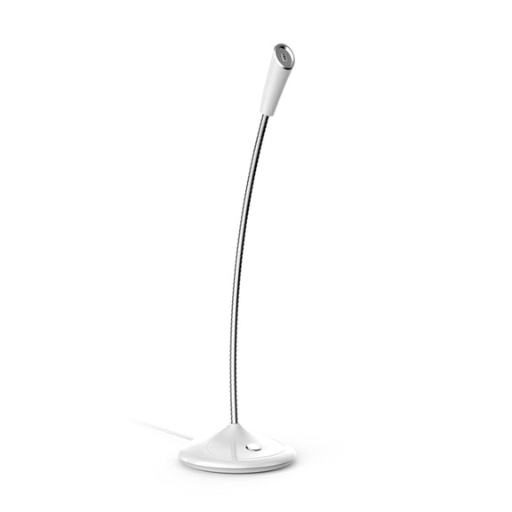 BK Desktop Gooseneck Adjustable USB Wired Audio Microphone, Built-in Sound Card, Compatible with PC / Mac for Live Broadcast, Show, KTV, etc.(White)