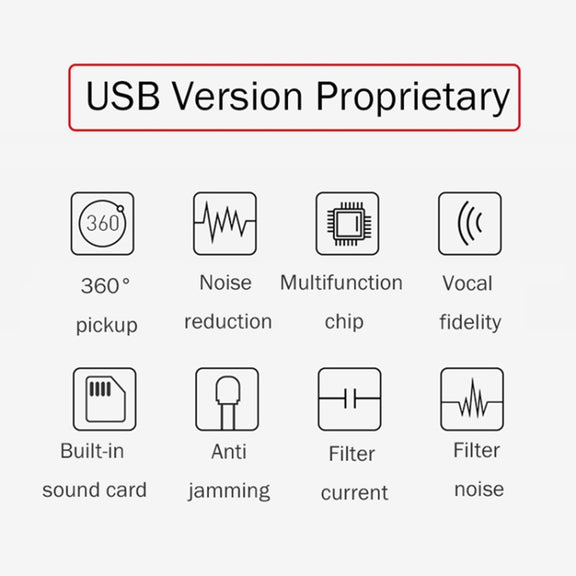 BK Desktop Gooseneck Adjustable USB Wired Audio Microphone, Built-in Sound Card, Compatible with PC / Mac for Live Broadcast, Show, KTV, etc.(White)