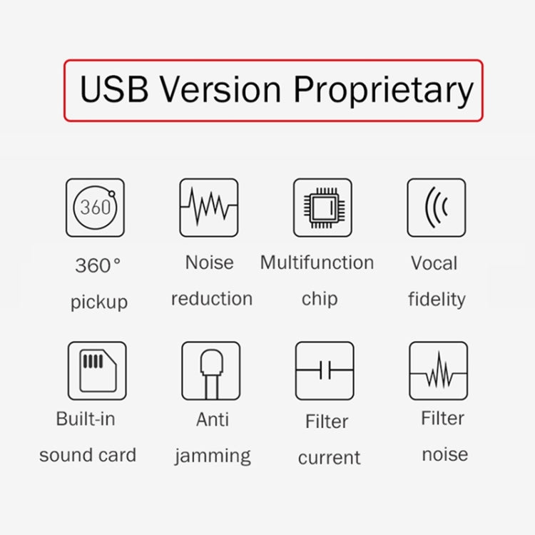 BK Desktop Gooseneck Adjustable USB Wired Audio Microphone, Built-in Sound Card, Compatible with PC / Mac for Live Broadcast, Show, KTV, etc.(White)