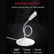 BK Desktop Gooseneck Adjustable USB Wired Audio Microphone, Built-in Sound Card, Compatible with PC / Mac for Live Broadcast, Show, KTV, etc.(White)