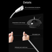 BK Desktop Gooseneck Adjustable USB Wired Audio Microphone, Built-in Sound Card, Compatible with PC / Mac for Live Broadcast, Show, KTV, etc.(White)