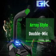GK Desktop 3.5mm Wired Dual Mic Condenser Microphone, Compatible with PC / Mac for Live Broadcast, Show, KTV, etc.(Red)